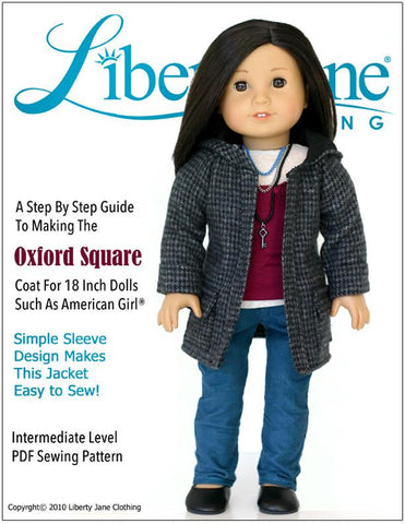 Liberty Jane 18 Inch Modern Oxford Square Coat 18" Doll Clothes Pattern larougetdelisle