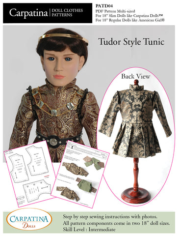 Carpatina Dolls 18 Inch Boy Doll Tudor Style Tunic Multi-sized Pattern for Regular and Slim 18" Boy Dolls larougetdelisle