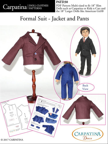 Carpatina Dolls 18 Inch Boy Doll Formal Suit - Jacket and Pants Multi-sized Pattern for Regular and Slim 18" Boy Dolls larougetdelisle