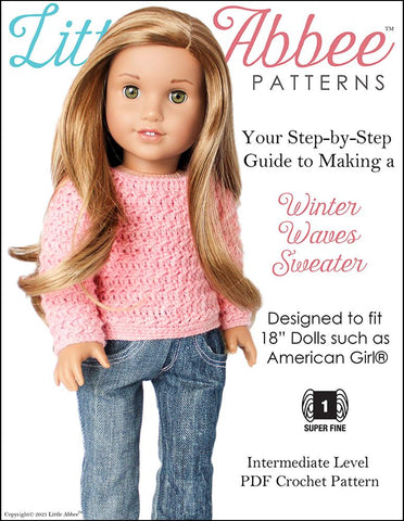 Little Abbee Crochet Winter Waves Sweater Crochet Pattern for 18 Inch Dolls larougetdelisle