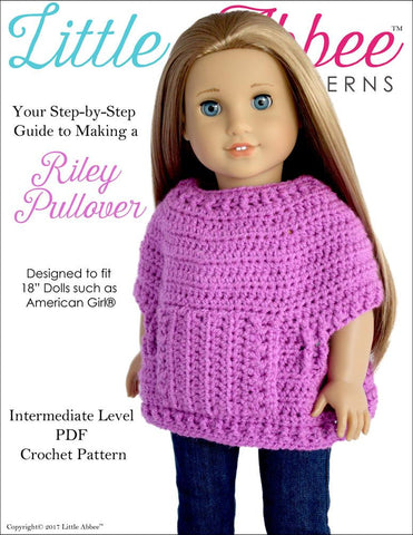 Little Abbee Crochet Riley Pullover 18" Doll Crochet Pattern larougetdelisle