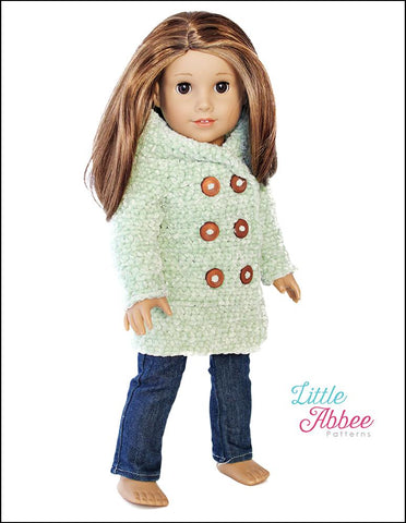 Little Abbee Crochet Hooded Peacoat Crochet Pattern for 18" Dolls larougetdelisle