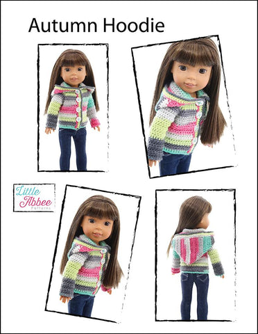 Little Abbee WellieWishers Autumn Hoodie Crochet Pattern for 14.5" Dolls larougetdelisle