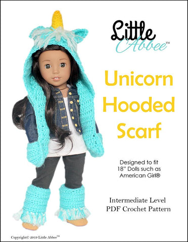 Little Abbee Crochet Unicorn Hooded Scarf and Leg Warmers Crochet Pattern larougetdelisle