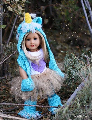 Little Abbee Crochet Unicorn Hooded Scarf and Leg Warmers Crochet Pattern larougetdelisle