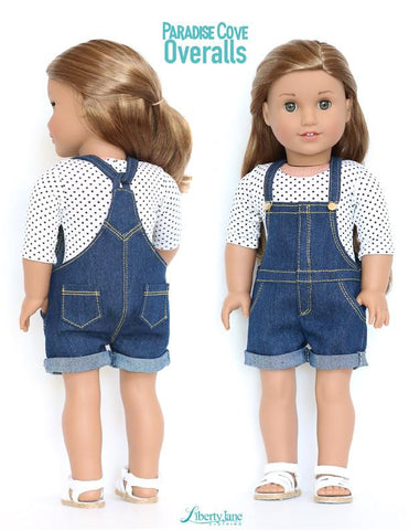 Liberty Jane 18 Inch Modern Paradise Cove Overalls 18" Doll Clothes Pattern larougetdelisle