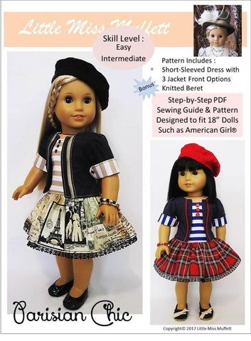 Little Miss Muffett 18 Inch Modern Parisian Chic 18" Doll Clothes Pattern larougetdelisle