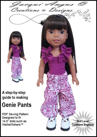 Jacqui Angus Creations & Designs WellieWishers Genie Pants 14.5" Doll Clothes Pattern larougetdelisle