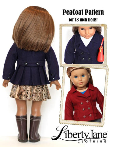 Liberty Jane 18 Inch Modern Piccadilly Peacoat 18" Doll Clothes Pattern larougetdelisle