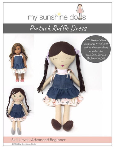 My Sunshine Dolls 18 Inch Modern Pintuck Ruffle Dress Pattern for 18" dolls and 23" My Sunshine Cloth Dolls larougetdelisle