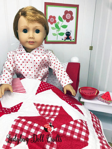 Ladybug Doll Quilts Quilt Pinwheel Party 18" Doll Quilt Pattern larougetdelisle