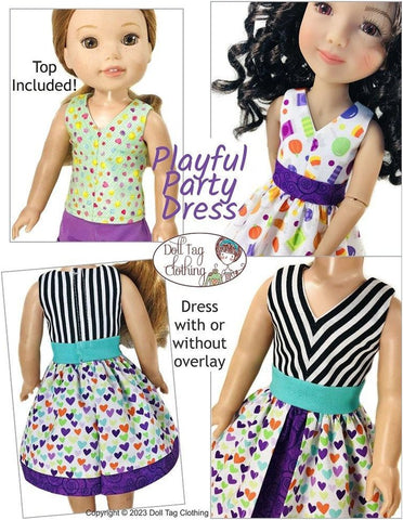 Doll Tag Clothing Ruby Red Fashion Friends Playful Party Dress Pattern 14.5-15" Doll Clothes Pattern larougetdelisle