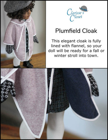 Clarisse's Closet 18 Inch Modern Plumfield Cloak 18" Doll Clothes Pattern larougetdelisle