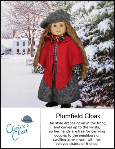 Clarisse's Closet 18 Inch Modern Plumfield Cloak 18" Doll Clothes Pattern larougetdelisle