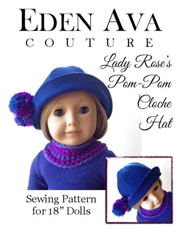 Eden Ava 18 Inch Historical Lady Rose's Pom Pom Cloche Hat 18" Doll Accessories larougetdelisle