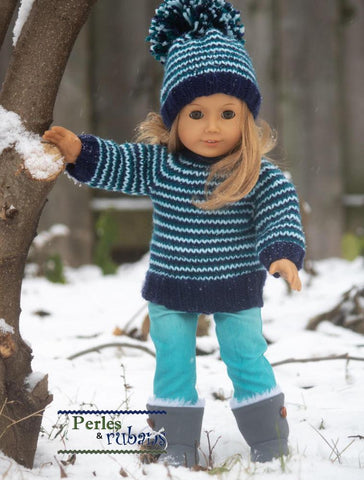 Perles & Rubans Knitting A Night in the Cabin 18" Doll Clothes Knitting Pattern larougetdelisle