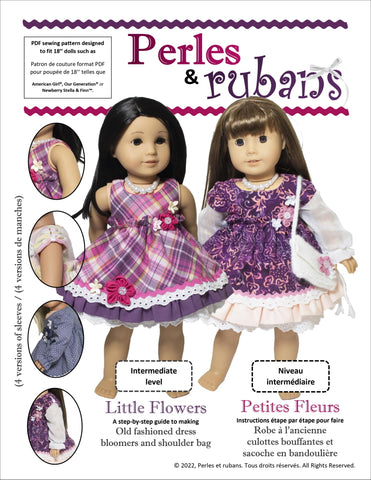 Perles & Rubans 18 Inch Modern Little Flowers 18" Doll Clothes Pattern larougetdelisle