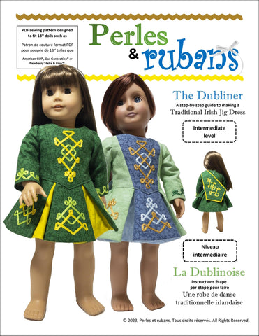 Perles & Rubans 18 Inch Historical The Dubliner Irish Jig Dress 18" Doll Clothes Pattern larougetdelisle