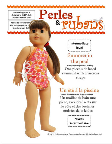 Perles & Rubans 18 Inch Modern Summer In The Pool 18" Doll Clothes Pattern larougetdelisle