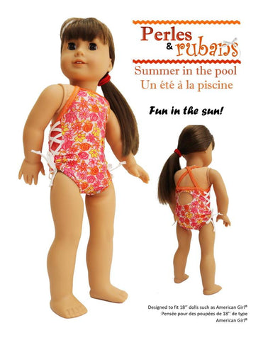 Perles & Rubans 18 Inch Modern Summer In The Pool 18" Doll Clothes Pattern larougetdelisle