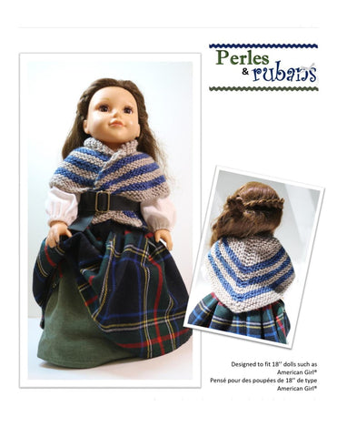 Perles & Rubans Knitting Scottish Shawls 18" Doll Clothes Knitting Pattern larougetdelisle