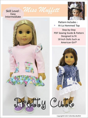Little Miss Muffett 18 Inch Modern Pretty Cute 18" Doll Clothes Pattern larougetdelisle