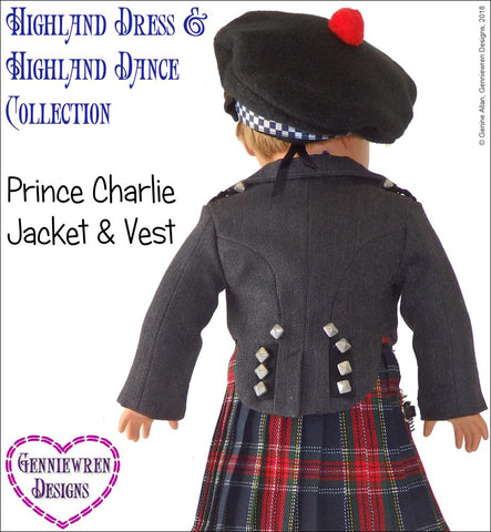 Genniewren 18 Inch Modern Prince Charlie Jacket and Vest 18" Doll Clothes Pattern larougetdelisle