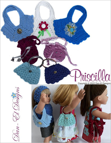 Dan-El Designs Crochet Priscilla 18 inch Doll Accessories Crochet Pattern larougetdelisle