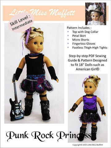 Little Miss Muffett 18 Inch Modern Punk Rock Princess 18" Doll Clothes Pattern larougetdelisle