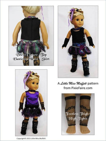 Little Miss Muffett 18 Inch Modern Punk Rock Princess 18" Doll Clothes Pattern larougetdelisle