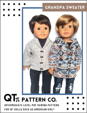 QTπ Pattern Co 18 Inch Modern Old School Grandpa Sweater 18" Doll Clothes larougetdelisle