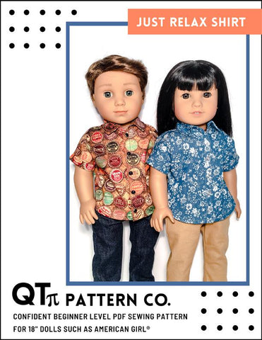 QTπ Pattern Co 18 Inch Modern Just Relax Shirt 18" Doll Clothes Pattern larougetdelisle