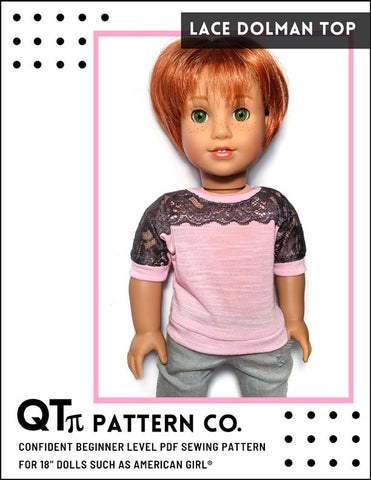 QTπ Pattern Co 18 Inch Modern Lace Dolman Top 18" Doll Clothes Pattern larougetdelisle