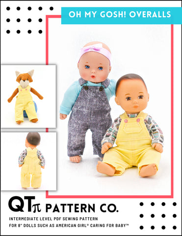 QTπ Pattern Co 8" Baby Dolls Oh My Gosh Overalls 8" Baby Doll Clothes Pattern larougetdelisle