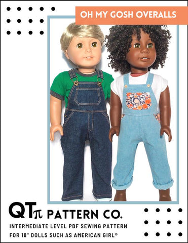 QTπ Pattern Co 18 Inch Modern Oh My Gosh Overalls 18" Doll Clothes larougetdelisle