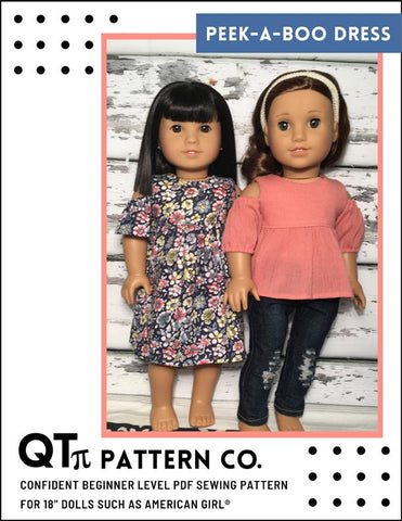 QTπ Pattern Co 18 Inch Modern Peek-A-Boo Dress 18" Doll Clothes Pattern larougetdelisle