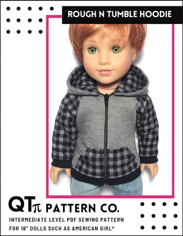 QTπ Pattern Co 18 Inch Modern Rough 'n' Tumble Hoodie 18" Doll Clothes larougetdelisle