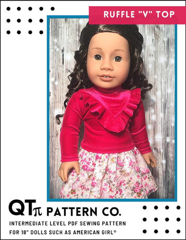QTπ Pattern Co 18 Inch Modern Ruffle "V" Top 18" Doll Clothes Pattern larougetdelisle