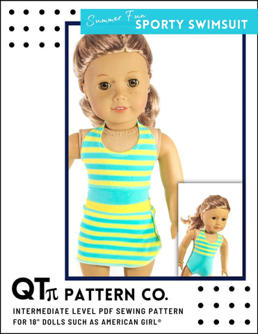 QTπ Doll Clothing 18 Inch Modern Summer Fun Sporty Swimsuit 18" Doll Clothes larougetdelisle