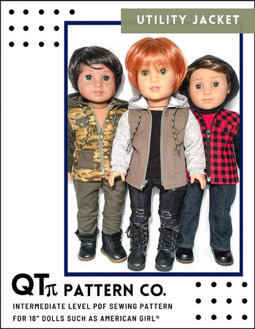QTπ Pattern Co 18 Inch Modern Utility Jacket 18" Doll Clothes Pattern larougetdelisle