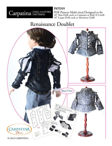 Carpatina Dolls 18 Inch Boy Doll Renaissance Doublet Multi-sized Pattern for Regular and Slim 18" Boy Dolls larougetdelisle