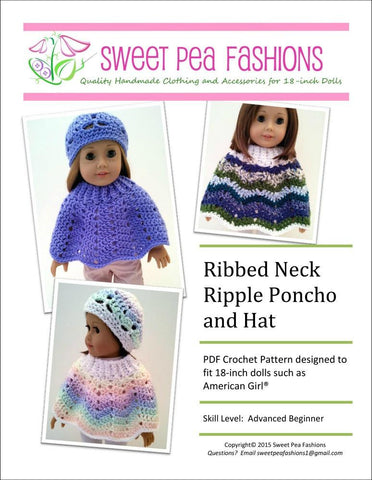 Sweet Pea Fashions Crochet Ribbed Neck Ripple Poncho and Hat Crochet Pattern larougetdelisle