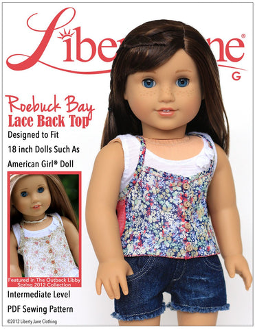 Liberty Jane 18 Inch Modern Roebuck Bay Lace Back Top 18” Doll Clothes Pattern larougetdelisle