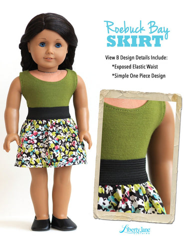 Liberty Jane 18 Inch Modern Roebuck Bay Skirt 18" Doll Clothes Pattern larougetdelisle
