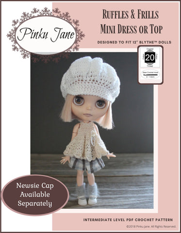 Pinku Jane Blythe/Pullip Ruffles and Frills Mini Dress or Top Crochet Pattern For 12" Blythe Dolls larougetdelisle