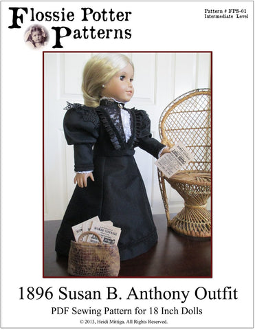 Flossie Potter 18 Inch Historical 1896 Susan B. Anthony Outfit 18" Doll Clothes Pattern larougetdelisle