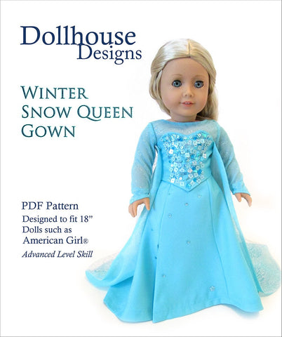 Dollhouse Designs 18 Inch Modern Winter Snow Queen Gown 18" Doll Clothes Pattern larougetdelisle