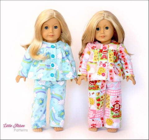 Little Abbee 18 Inch Modern Slumber Party Pajamas 18" Doll Clothes Pattern larougetdelisle