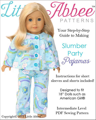 Little Abbee 18 Inch Modern Slumber Party Pajamas 18" Doll Clothes Pattern larougetdelisle