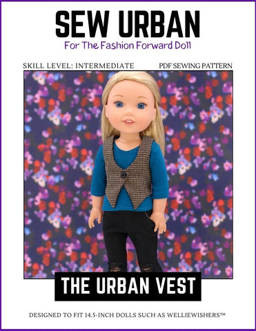 Sew Urban WellieWishers Urban Vest 14.5" Doll Clothes Pattern larougetdelisle